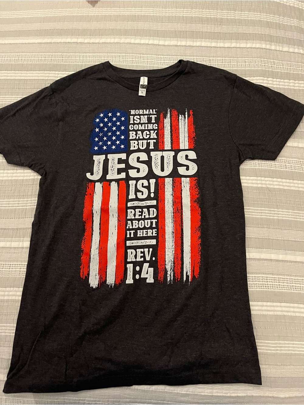 🇺🇸 Faith-Based Patriotic Tee 🇺🇸

“Normal isn’t coming back… BUT JESUS IS!” ✝️